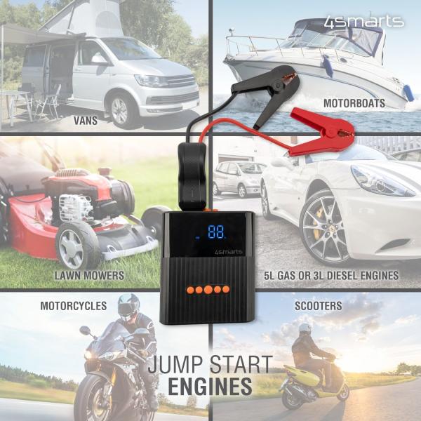 Artikelbild 5 des Artikels “4Smarts Jump Starter Powerbank PitStop+ 8800mAh mit Kompressor und Taschenlampe schwarz “