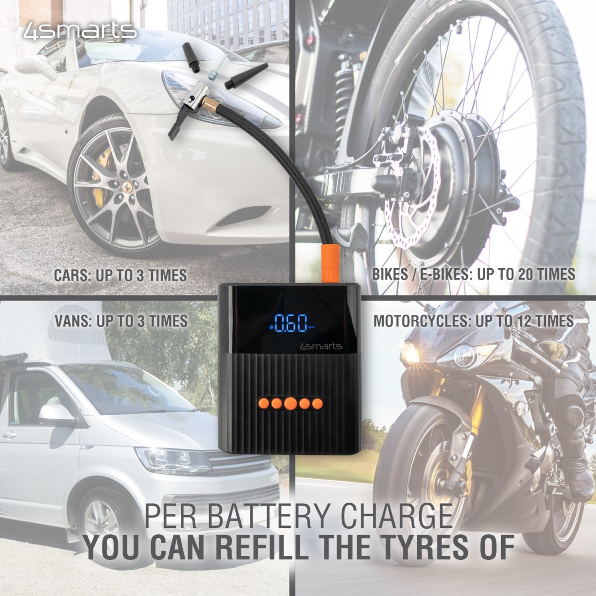 Artikelbild 4 des Artikels “4Smarts Jump Starter Powerbank PitStop+ 8800mAh mit Kompressor und Taschenlampe schwarz “