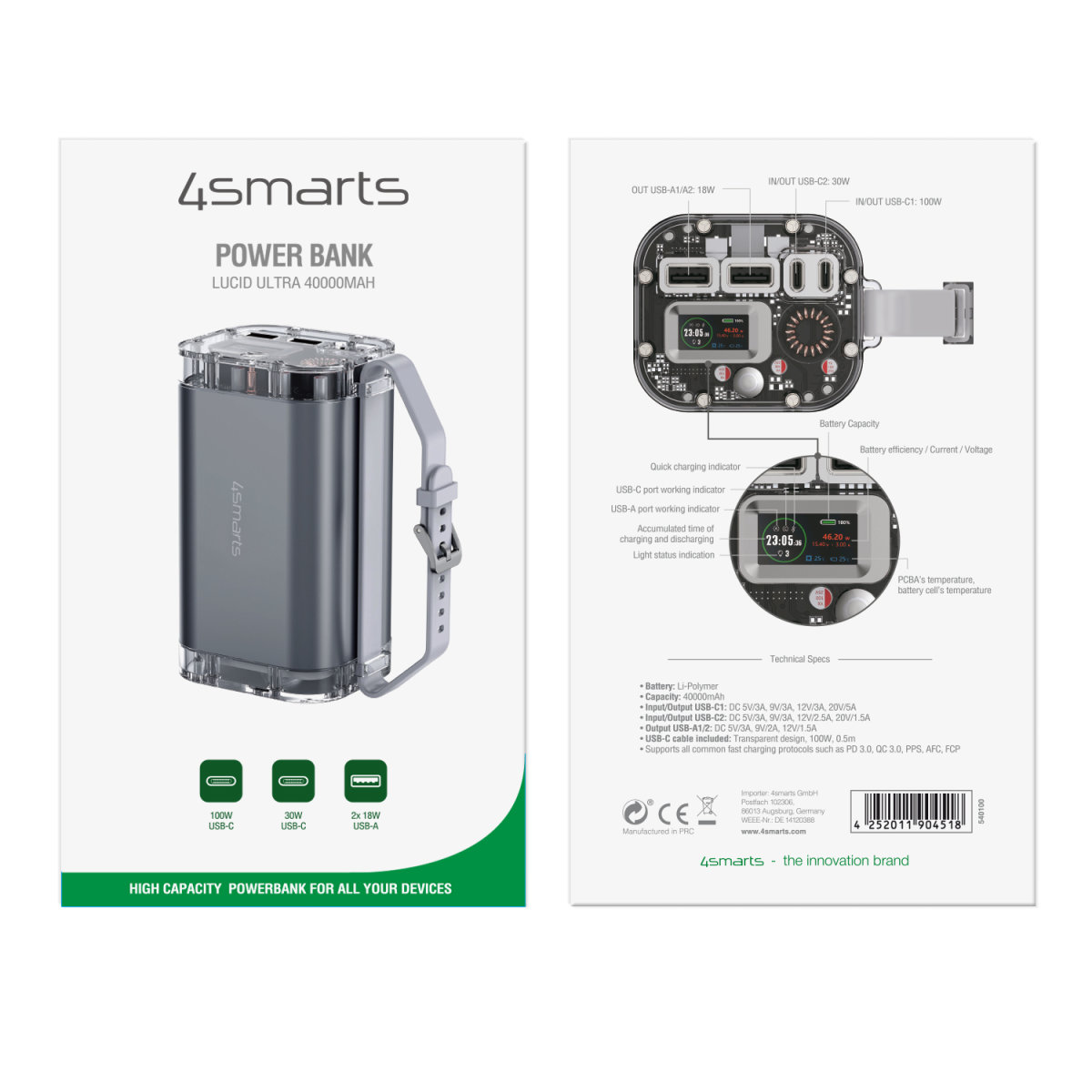 Artikelbild 9 des Artikels “4Smarts Powerbank Lucid Ultra 40000mAh 100W grau “